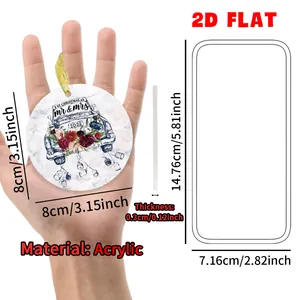 Detailansicht des 8cm Acryl-Weihnachtsanhängers mit Maßen und 0,3cm Materialdicke