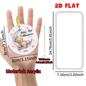 Detailansicht der 8 cm Acryl-Deko mit schlafendem Bären und Feiertagstext 2025