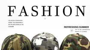 Detailansicht der Camouflage-Baseballkappen in Wald- und Stadtmustern mit Belüftungslöchern