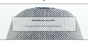 Detail van ademende UV-beschermende papierstro stof met blauw en wit weefpatroon
