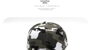 Detailansicht der Camouflage-Weiß Baseballkappe mit Sechs-Panel-Naht von oben