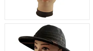 Detail of woven sun hat showing breathable mesh, wide brim, and stylish leather band trim