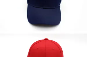 Detailed comparison of high-density cotton twill stitching on red and blue baseball caps