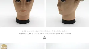 Detailweergave van de beige strooien hoedrand getoond op een mannequin hoofd