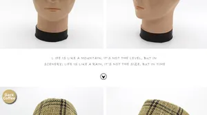 Dettaglio della trama a griglia marrone scuro su un classico cappello da sole per uomo e donna