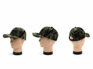 Drei-Winkel-Ansicht der Camouflage-Baseballkappe mit Dschungelmuster und Verstellriemen