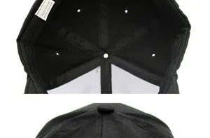 Detailed view of internal stitching and top button on 100% cotton baseball cap