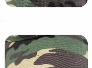 Detailansicht der Camouflage-Baseballkappe mit Baumwoll-Twill und gebogenem Schirm