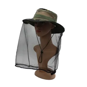 Chapeau anti-moustiques camouflage 360 avec dessus respirant et cordon de serrage