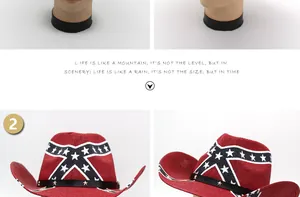 Dettaglio macro del cappello da cowboy in paglia rossa con stelle e strisce USA