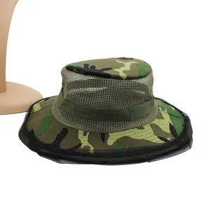 Chapeau de pêche camouflage avec filet de protection anti-moustiques et soleil à 360 degrés