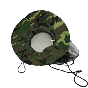 Chapeau de moustiquaire extérieur camouflage jungle avec filet à 360 degrés et mentonnière