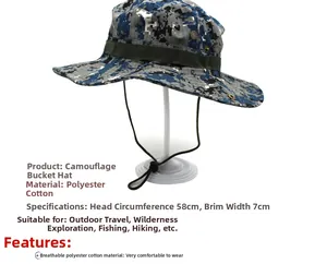 Dschungel-Boonie-Hut mit blauem Digital-Camouflage-Muster und 7 cm breiter Krempe
