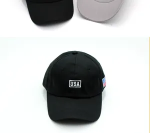 Detailed embroidery of USA letters and American flag on high-quality black baseball cap
