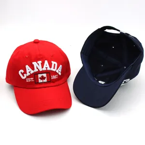 Classic Canada 1867 embroidery baseball caps in red and navy cotton twill set