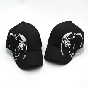 Unisex Cotton Skull Embroidery Baseball Cap Fashion Streetwear Adjustable Sunshade Outdoor Sports Casual Curved Brim Hat
