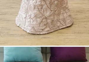 Detail of pleated fisherman hat fabric with floral texture and soft velvet cushions
