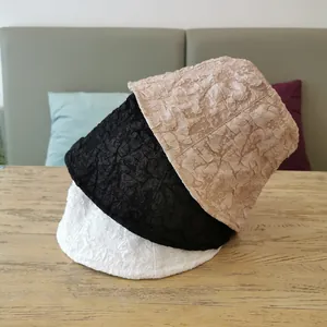 Women Wrinkled Texture Bucket Hat Solid Color Foldable Cotton Sun Protection Summer Sun Hat Casual Basin Hat Outdoor Travel