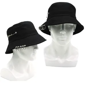 Unisex Baumwolle Anglerhut Mit Metallringen Und Sicherheitsnadel Punk Streetwear Sonnenschutz Outdoor Fischerhut Für Erwachsene