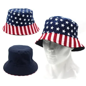 Cappello Alla Pescatora Reversibile Bandiera Americana Stelle E Strisce Per Uomo Donna Cotone Protezione Solare Outdoor