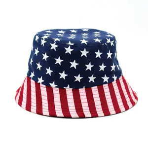 Cappello da pescatore con bandiera americana stelle e strisce per protezione solare