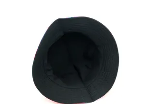 Detailed interior view of sun hat featuring black lining and reinforced stitched brim