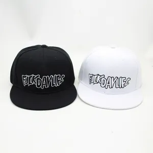 Black and white snapback baseball caps featuring FUCKDAYLIFE embroidery in street style