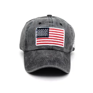 Cappellino da Baseball Vintage in Cotone Lavato Per Uomo Donna Con Ricamo Bandiera USA Regolabile Berretto Parasole