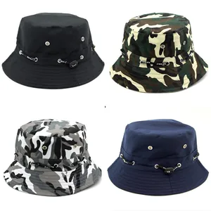 Unisex Outdoor Cotton Bucket Hat Camouflage Boonie Hat Foldable Sunshade Fishing Hiking Travel Hat With Adjustable Drawstring
