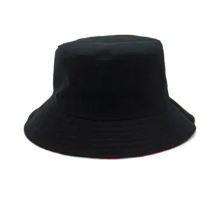 Classic black reversible bucket hat for men and women with solid cotton finish