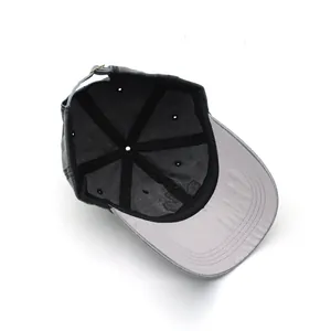 Deep grey washed cotton baseball cap with maple leaf embroidery and metal strap adjustment