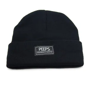 Gebreide Muts Met PEEPS Letter Patch Voor Heren Dames Herfst Winter Warm Outdoor Casual Wol Garen Beanie