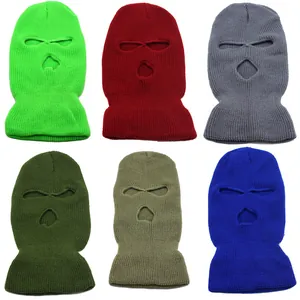 Unisex Knitted 3-Hole Balaclava Ski Mask Windproof Warm Full Face Cover For Outdoor Cycling Skiing Winter Headwear