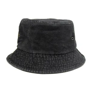 Washed Denim Bucket Hat For Men Women Casual Outdoor Sun Protection Fisherman Hat Retro Cotton Solid Color Plain Summer Basin Cap