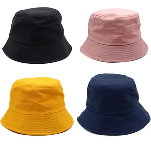 Classic Solid Color Cotton Bucket Hat For Men Women Outdoor Sun Protection Breathable Sunshade Wide Brim Flat Top Fisherman Cap Travel Casual Headwear