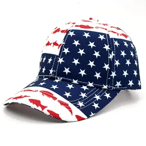 Détail de la casquette avec étoiles du drapeau américain et imprimé poisson rouge