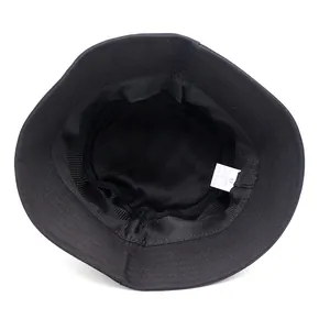 Classic black 100% cotton bucket hat featuring embroidered US flag and star patterns