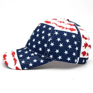 Casquette de baseball drapeau américain avec panneau étoilé bleu et motifs poissons rouges