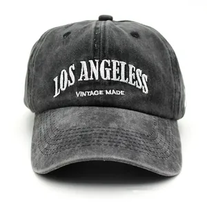 Vintage Washed Cotton Baseball Cap For Men Women Embroidered Los Angeles Letter Adjustable Retro Sun Hat Fashion Headwear