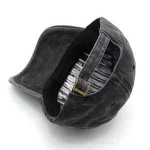 Adjustable dark grey washed cotton baseball cap with vintage Los Angeles embroidery detail