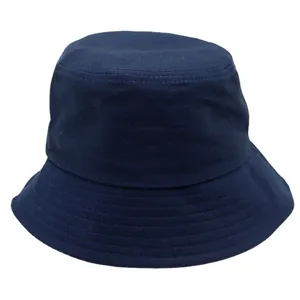 Classic dark blue canvas bucket hat for sun protection featuring a minimal solid color design