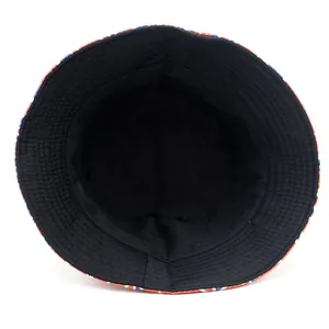 Unisex Union Jack pattern bucket hat with black lining for outdoor sun protection