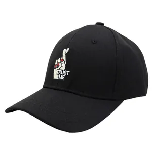 Casquette de baseball classique en coton noir avec broderie TRUST ME et visière courbe