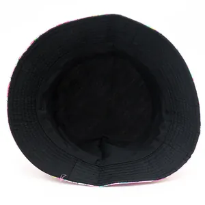 Double-sided sun hat with cute cartoon unicorn print and black inner fabric design