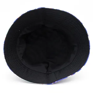 Cappello da pescatore reversibile con strisce nautiche e fodera nera tinta unita