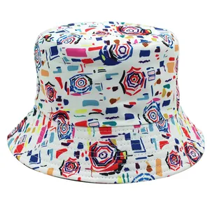 Chapeau Bob Mode Imprimé Graffiti Coton Polyester Protection Solaire Extérieur Voyage Réversible Chapeau de Pêcheur Homme Femme