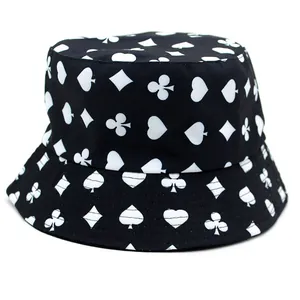 Cappello da Pescatore Reversibile Con Stampa Semi di Carte Unisex Misto Cotone Protezione Solare Casual per Esterni