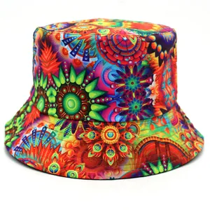 Mode Baumwolle Mandala Print Anglerhut Für Damen Herren Geometrisches Muster Sonnenschutz Outdoor Reise Bedruckt Fischerhut