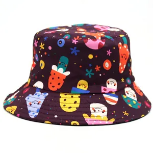 Chapeau Bob Réversible Imprimé Champignon Pour Hommes Femmes Mélange Coton Protection Solaire Plage Chapeau De Soleil Extérieur