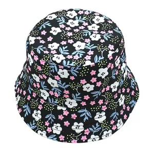 Bob réversible avec imprimé floral vintage pour protection solaire et style décontracté